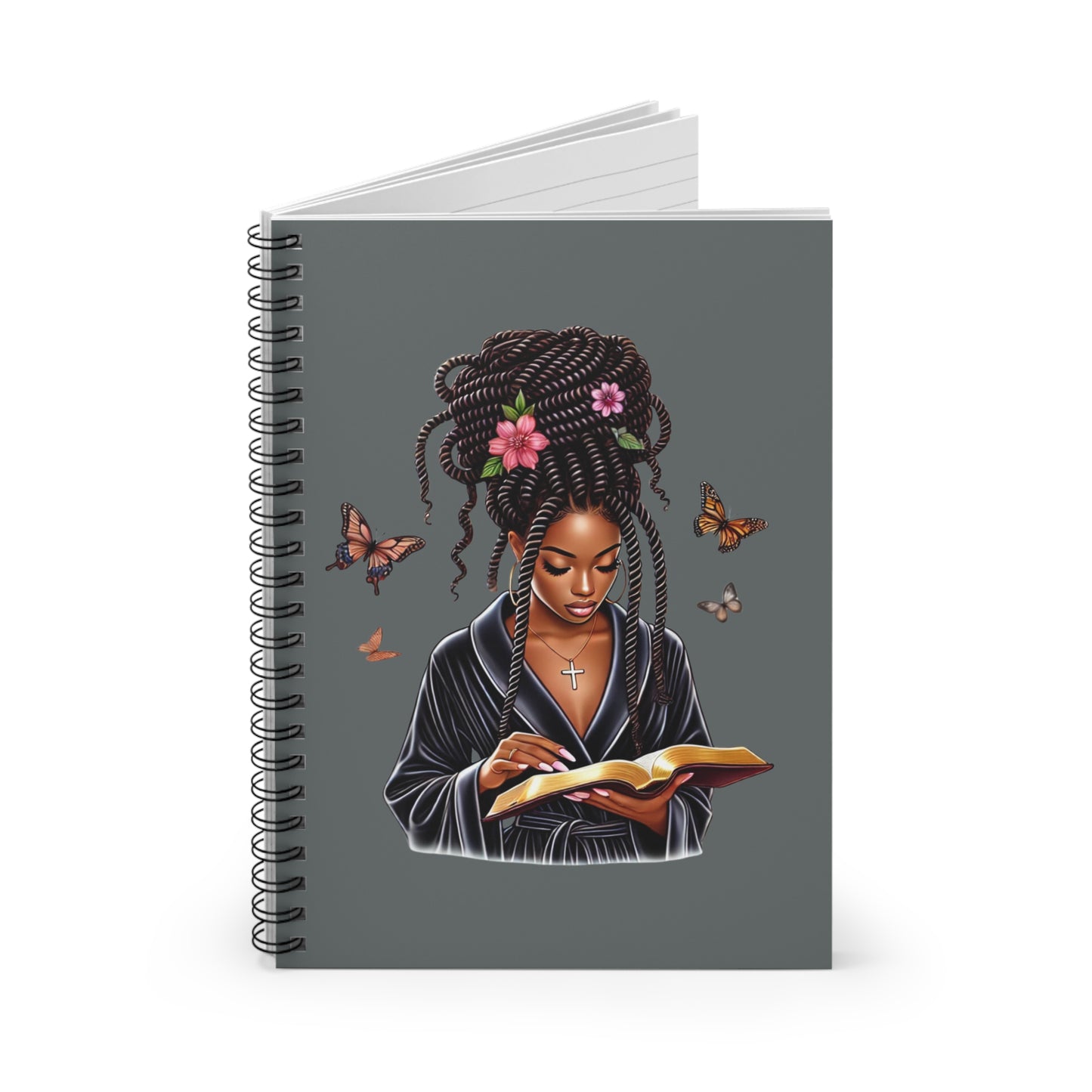 Stylish Girl Boss Spiral Notebook (Dark Grey) - Ruled for Note-Taking, Journaling, Planning, Gift for Students, Creatives, Boss Ladies