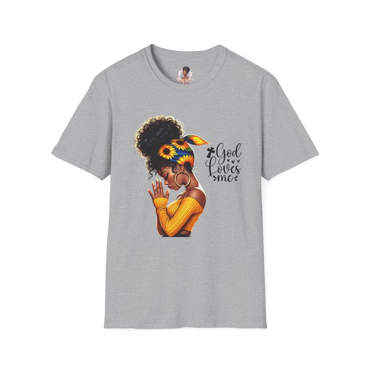 God Loves Me Sunflower Unisex T-Shirt, Inspirational Tee, Adjustable Fit, Everyday Wear, Gift for Her