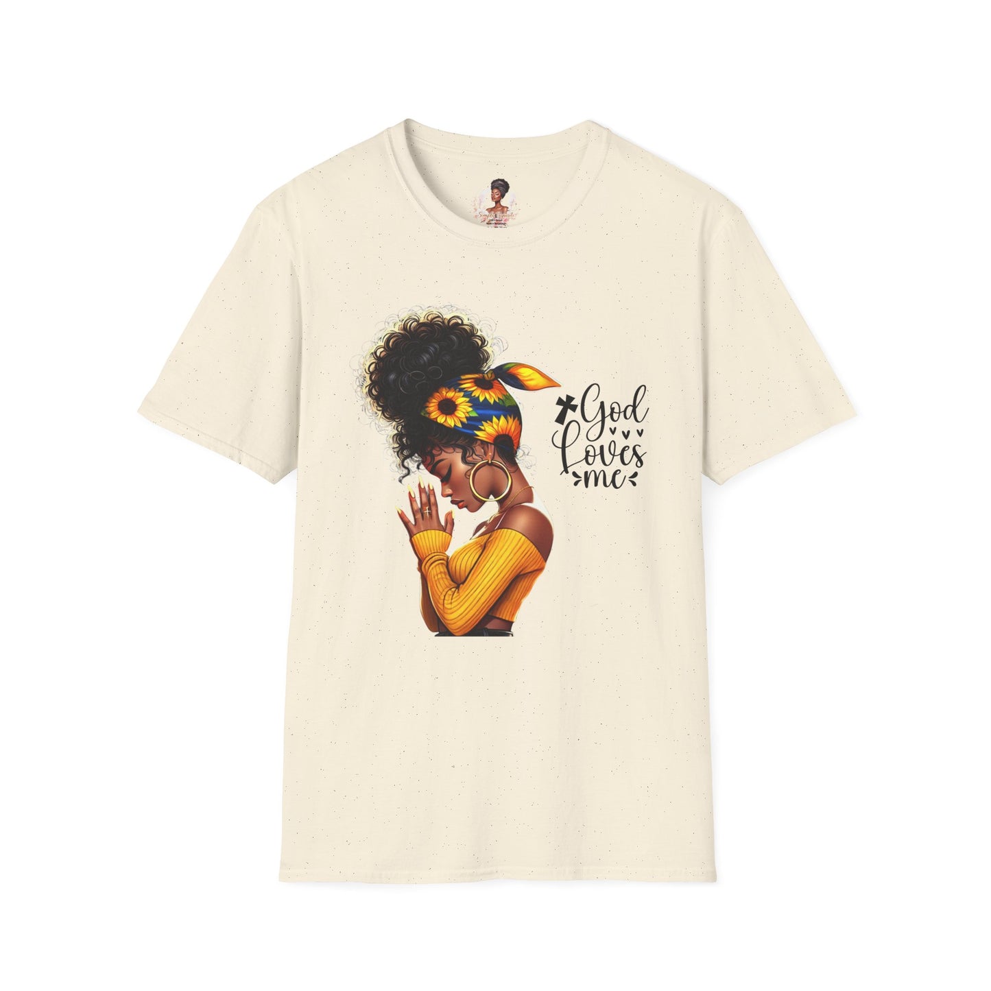 God Loves Me Sunflower Unisex T-Shirt, Inspirational Tee, Adjustable Fit, Everyday Wear, Gift for Her