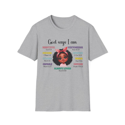 Empowering Affirmation T-Shirt, Inspirational Tee, God Says I Am, Motivational Presence, Self-Love Gift, Unisex Apparel