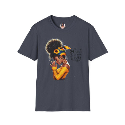 God Loves Me Sunflower Unisex T-Shirt, Inspirational Tee, Adjustable Fit, Everyday Wear, Gift for Her