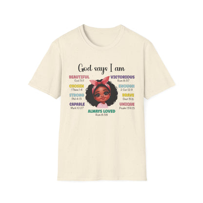 Empowering Affirmation T-Shirt, Inspirational Tee, God Says I Am, Motivational Presence, Self-Love Gift, Unisex Apparel