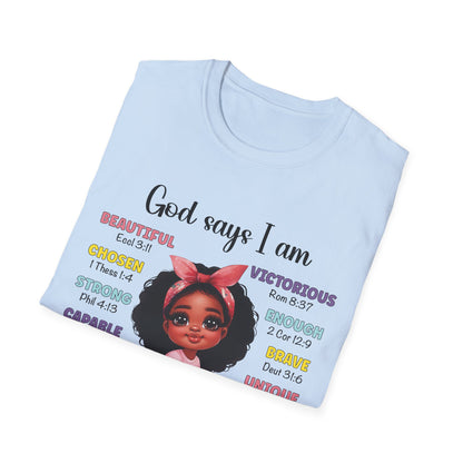 Empowering Affirmation T-Shirt, Inspirational Tee, God Says I Am, Motivational Presence, Self-Love Gift, Unisex Apparel