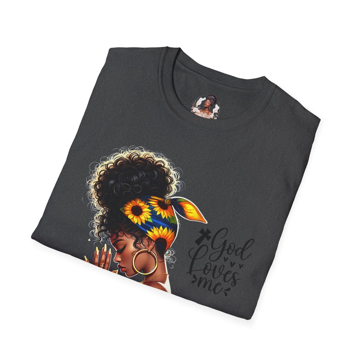 God Loves Me Sunflower Unisex T-Shirt, Inspirational Tee, Adjustable Fit, Everyday Wear, Gift for Her