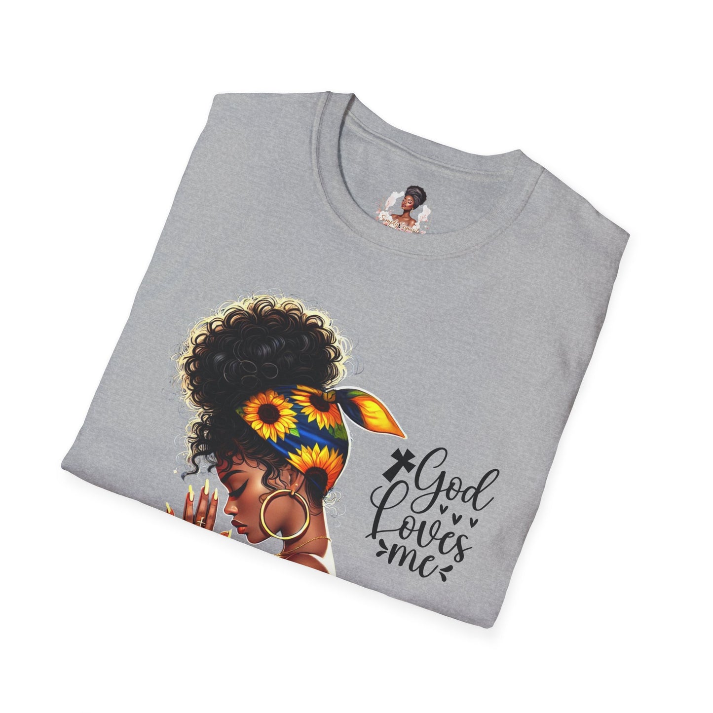 God Loves Me Sunflower Unisex T-Shirt, Inspirational Tee, Adjustable Fit, Everyday Wear, Gift for Her