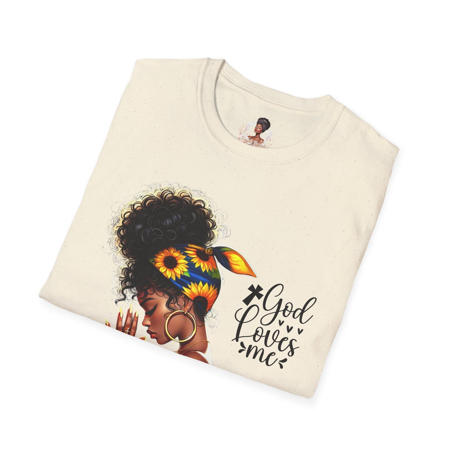 God Loves Me Sunflower Unisex T-Shirt, Inspirational Tee, Adjustable Fit, Everyday Wear, Gift for Her