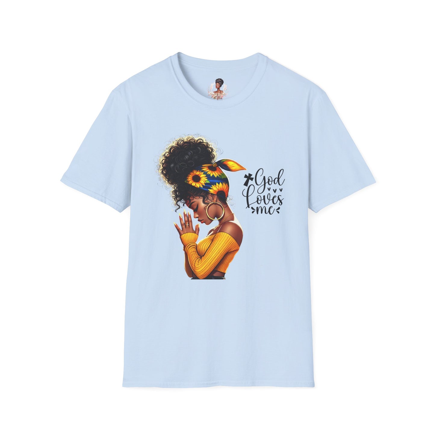 God Loves Me Sunflower Unisex T-Shirt, Inspirational Tee, Adjustable Fit, Everyday Wear, Gift for Her