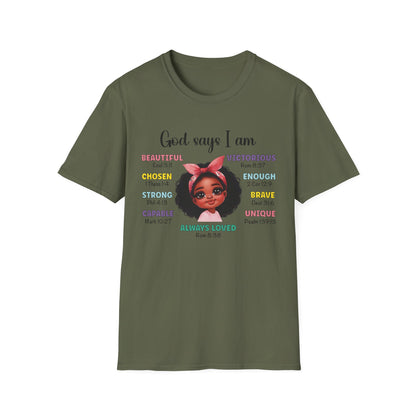 Empowering Affirmation T-Shirt, Inspirational Tee, God Says I Am, Motivational Presence, Self-Love Gift, Unisex Apparel