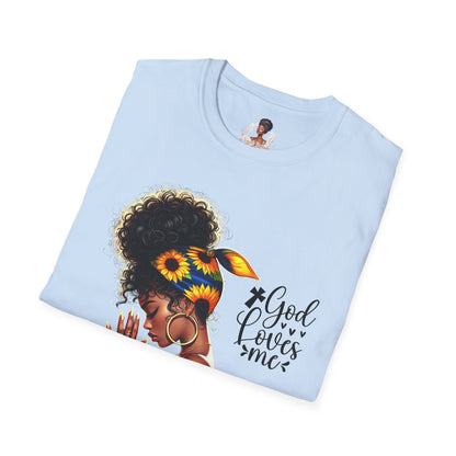 God Loves Me Sunflower Unisex T-Shirt, Inspirational Tee, Adjustable Fit, Everyday Wear, Gift for Her