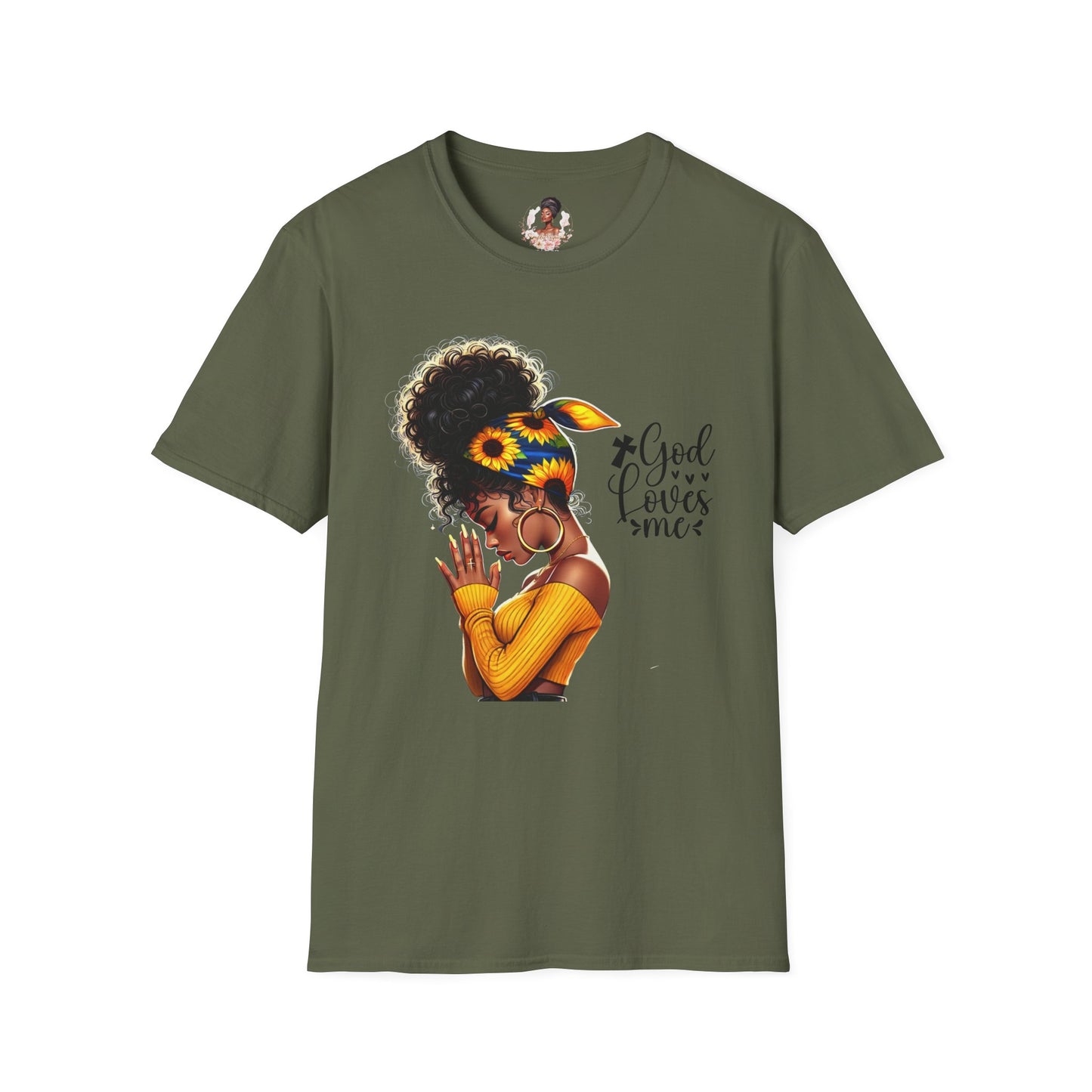 God Loves Me Sunflower Unisex T-Shirt, Inspirational Tee, Adjustable Fit, Everyday Wear, Gift for Her
