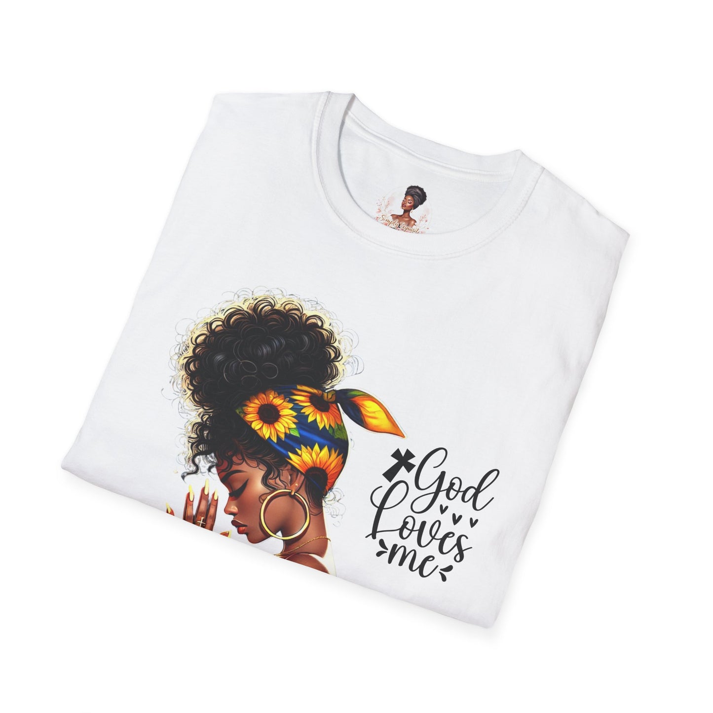 God Loves Me Sunflower Unisex T-Shirt, Inspirational Tee, Adjustable Fit, Everyday Wear, Gift for Her