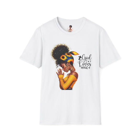 God Loves Me Sunflower Unisex T-Shirt, Inspirational Tee, Adjustable Fit, Everyday Wear, Gift for Her