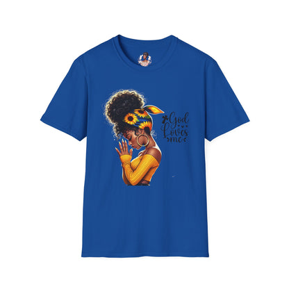 God Loves Me Sunflower Unisex T-Shirt, Inspirational Tee, Adjustable Fit, Everyday Wear, Gift for Her