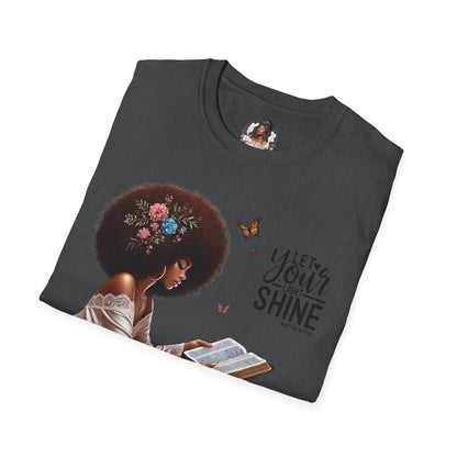 Let Your Light Shine Unisex T-Shirt, Inspirational Tee, Adjustable Fit, Every Day Wear, Gift for Her